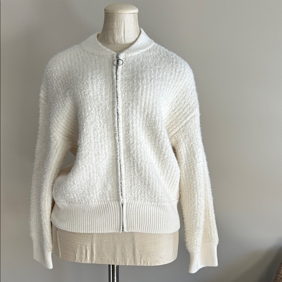 Pink Rose Sweaters - Pink Rose Cream Textured Zip-Up Cardigan